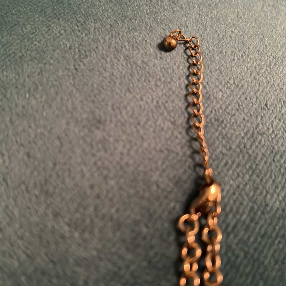 Champagne Colored Rhinestone Heart Pendant Long Chain - Picture 5 of 6